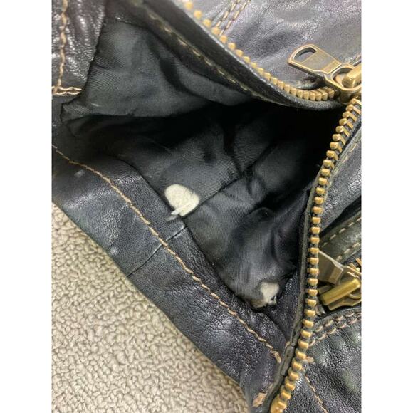 Napapijri Lamb Leather Jacket Women M Black Multi Zipper Detail Western Biker - Picture 9 of 12